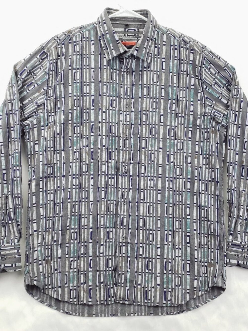 Visconti Shirt Mens XL Gray White Velour Design Round Hem My Favorite Garment